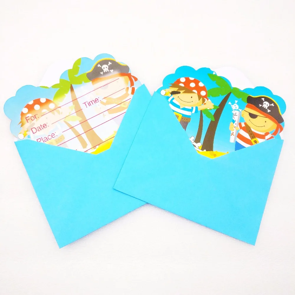 6pcs/bag Cartoon Pirates Invitation Card Favor Birthday Cute Party Supplies Event Decoration Kids S - 32964824357