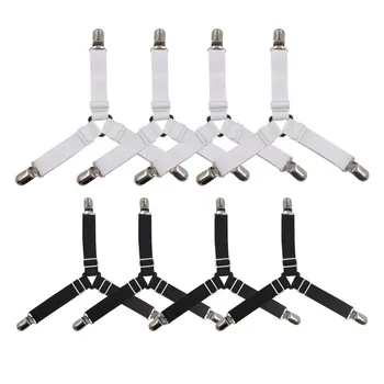 

Bed Sheet Fasteners,Adjustable Triangle Heavy Duty Elastic Sheet Band Straps Suspenders Corner Gripper Holder Clip for Fitted Be