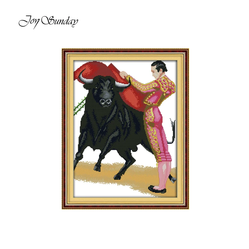 

Cross Stitch Kit Joy Sunday Counted Embroidery Set DMC 11CT 14CT Spanish Bullfighter Printed Water Soluble Canvas Needlework Set