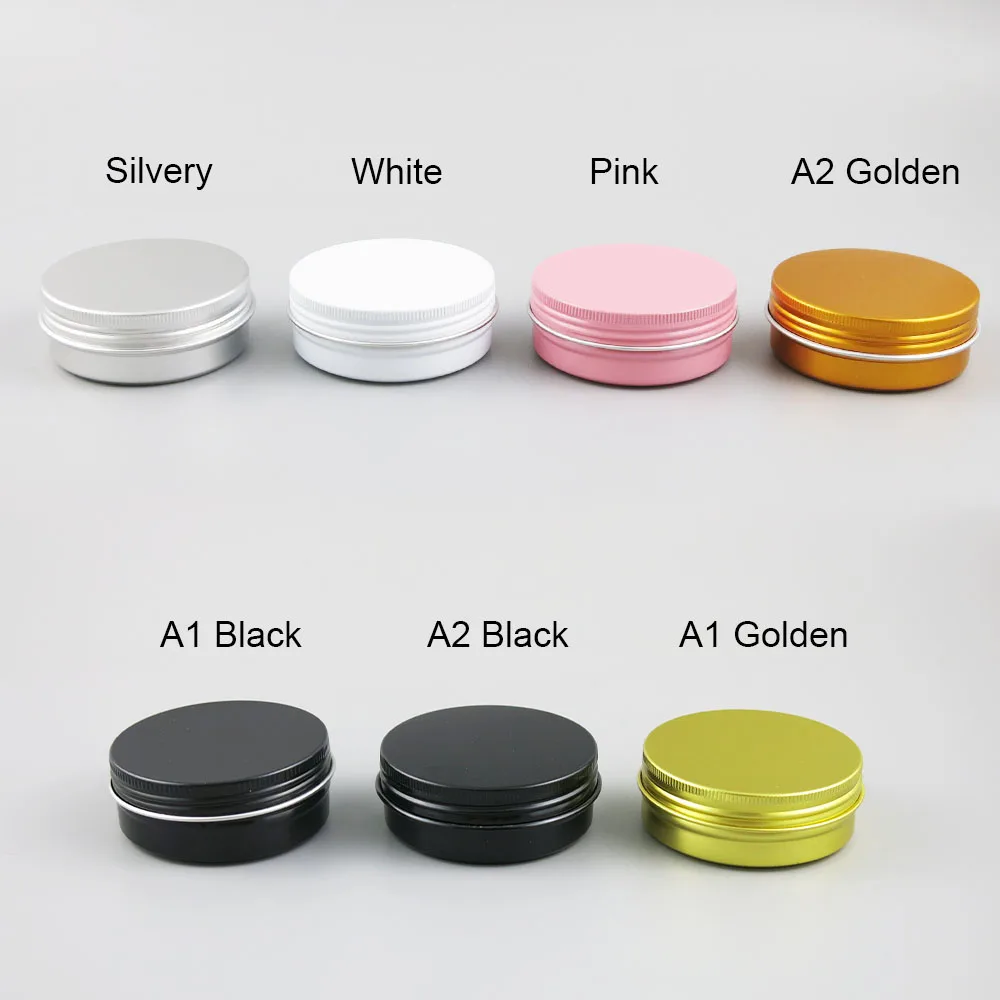 

50 x 60g Empty Aluminum Jar 60ml Make Up Metal Cream Jar 2oz Matte Black Pink Gold White Aluminum Tin Cosmetic Container