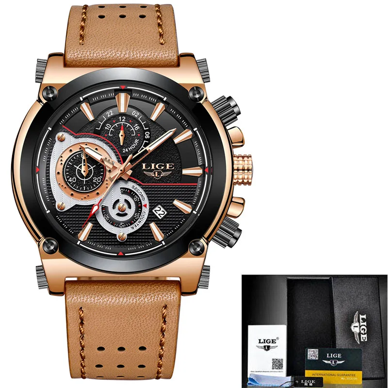 2018 LIGE Men's Watches Top Brand Luxury Quartz Gold Watch Men Casual ...