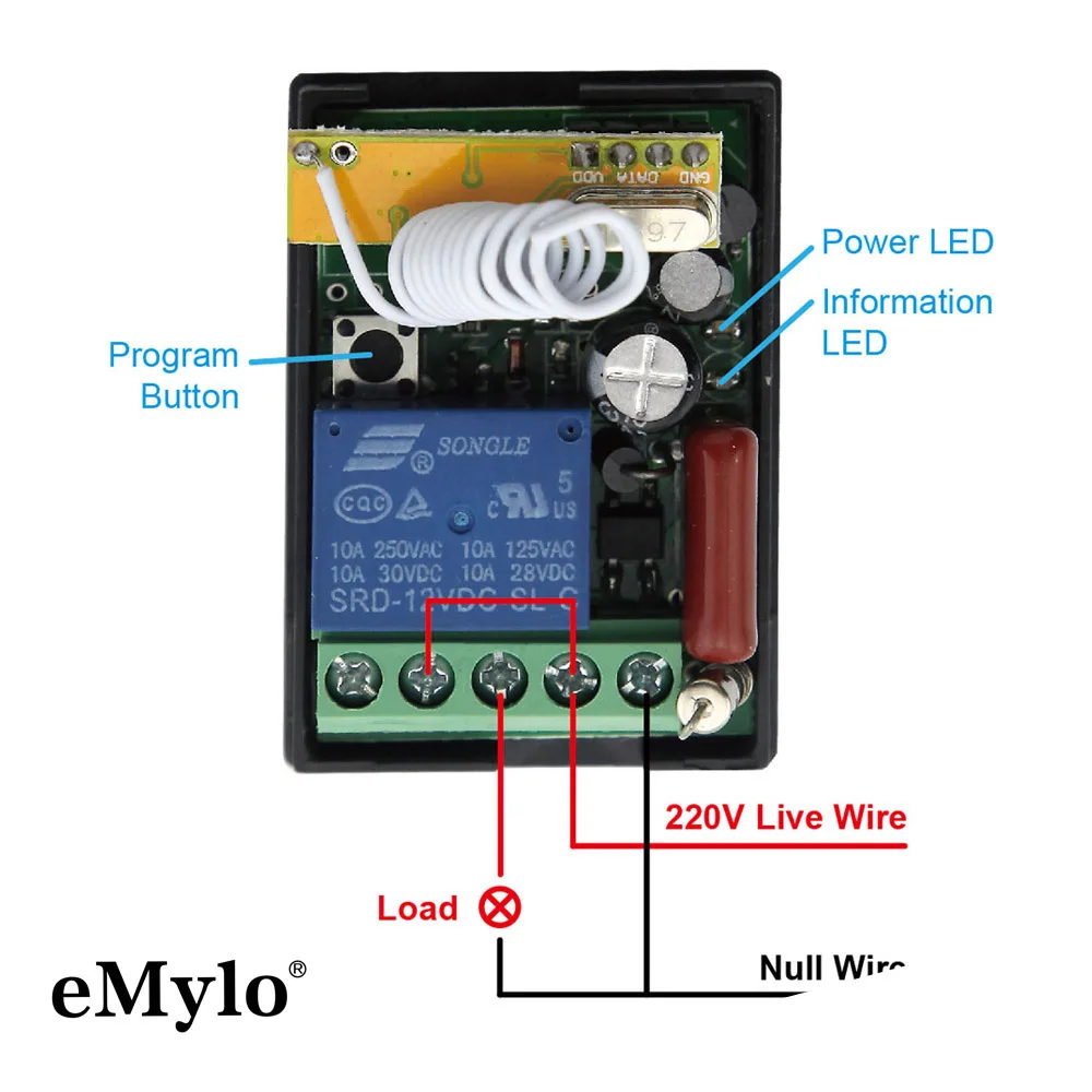 EMylo 4x220 В 1000 Вт 1 канальный 433 МГц беспроводной Радиочастотный реальный пульт