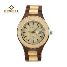 BEWELL мужские часы наручные часы в корпусе из натурального дерева ручной работы Группа брендовый Дизайн Автоматический дисплей даты Мужские часы подарки ювелирные изделия 100 AG