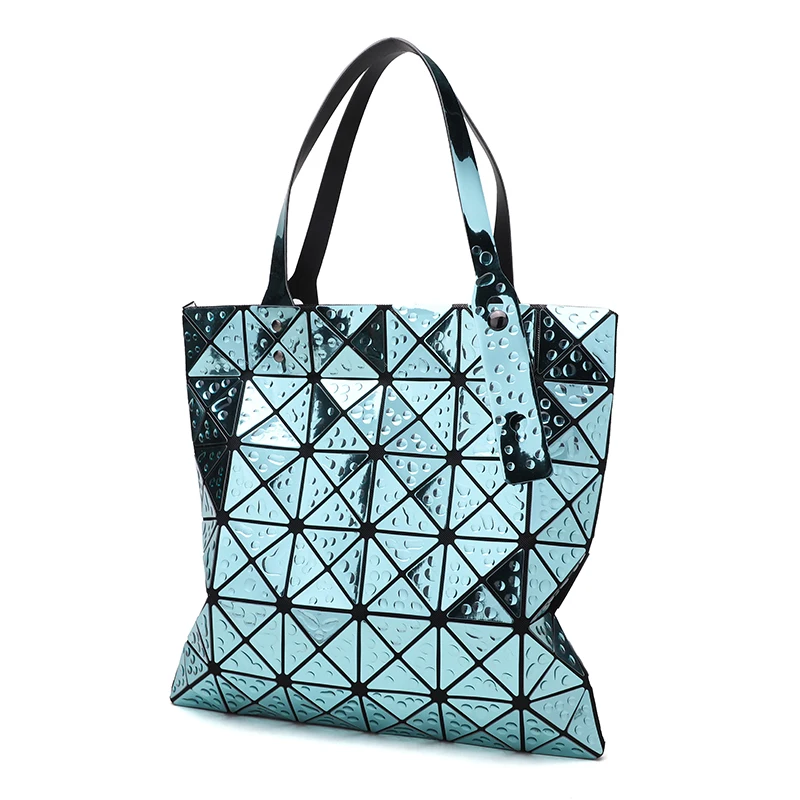 

Geometry Folded Quilted Women Bags Diamond Luminous Geometric Tote Handbag Triangle Lattice Shoulder Bags baobao sac N8918
