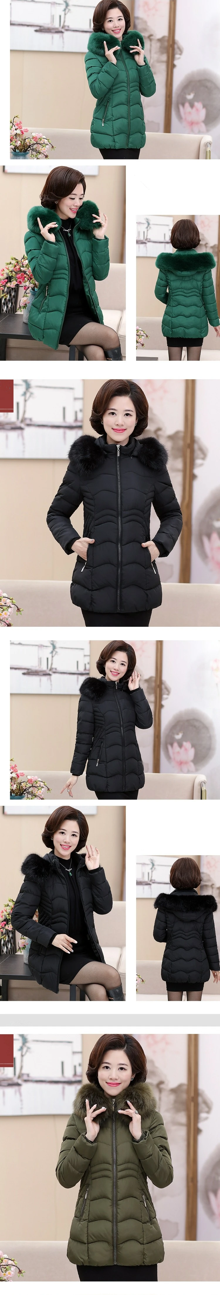 Middle Aged Women's Winter Jacket Long Parka Hooded Fur Collar Elegant Old Ladies Winter Coat Long Plus Size 4XL 2018 New CH646 (3)