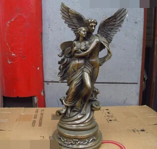

007943 Western Art Copper Bronze carved God of love Cupid and Naked woman statue