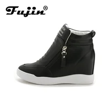 Fujin 2017 summer autumn platform wedge heel boots Women Shoes with increased platform sole female fashion casual zip botas