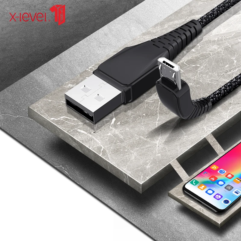 XLevel Micro USB кабель 2.0A нейлон Быстрая зарядка USB кабель для передачи данных для samsung Xiaomi LG планшет Android мобильный телефон usb зарядный шнур