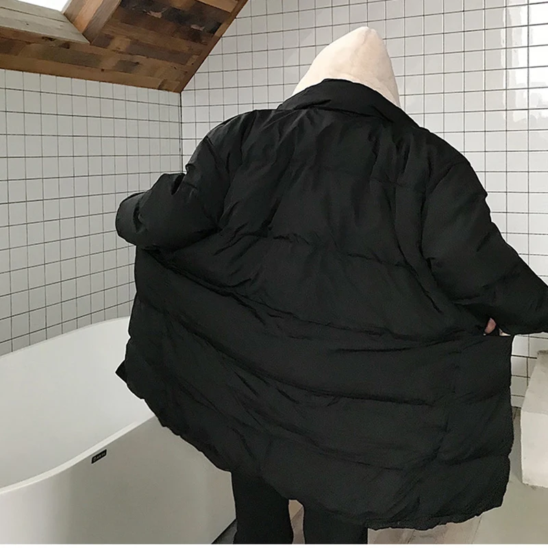 Longues Collier Manches Lyh1971 Mode Épais Stand Couleur Parka Complet black 2018 Lâche Arrivée Lyh1971 Hiver Corée De Solide Beige Nouvelle Femmes hg dz67Rd