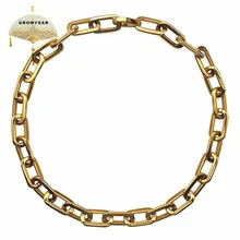 Толстое плоское круглое прямоугольное золотое ожерелье-цепочка для мужчин и женщин из нержавеющей стали модное ювелирное изделие 1 шт