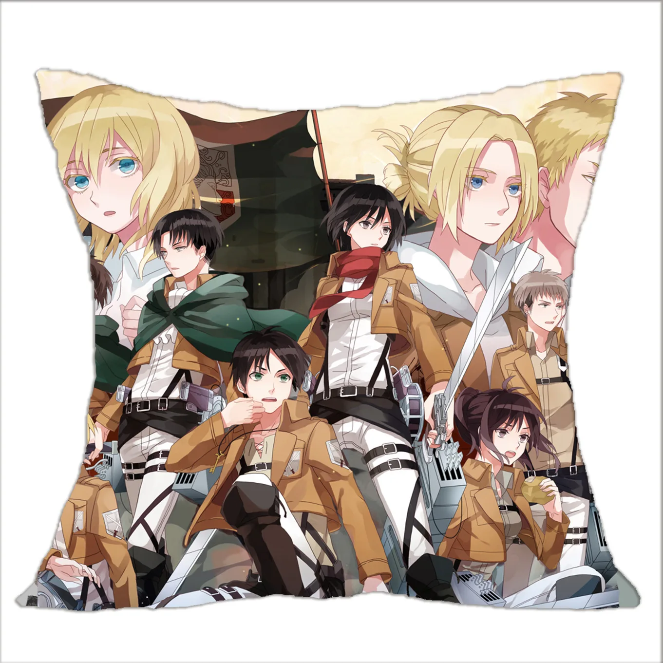 Anime Attack on Titan Square Pillow Case Covers Japanese Cartoon Shingeki no Kyojin Giant Figure Ackerman Home Custom Pillowcase