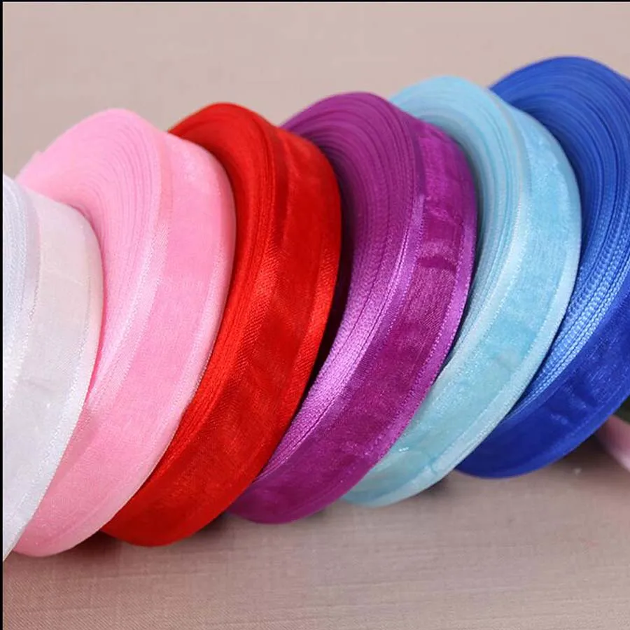 

5Rolls 25mm Width 45Meters/Roll Chiffon Ribbon Wire Wedding Party Home Decoration Gift New Year Christmas DIY Material Supplies