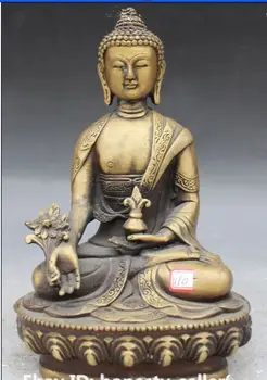 

20.3 cm */Tibetan Buddhism Bronze Seat Menla Medicine medical Buddha Statue