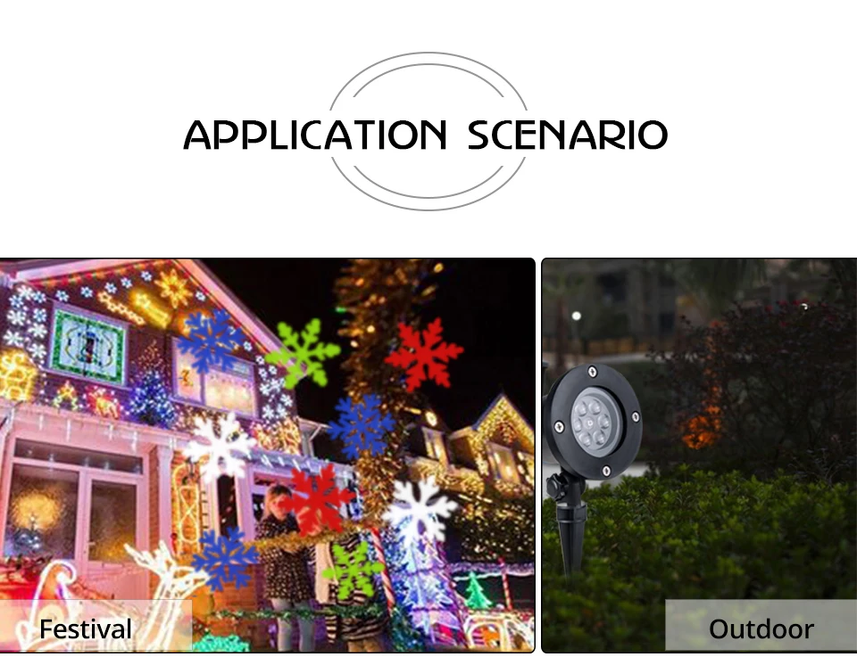 Laser Projector Lamp Moving Snow Snowflake Holiday Christmas New Year LED Stage Light Garden Party EU US AU UK Plug (13)