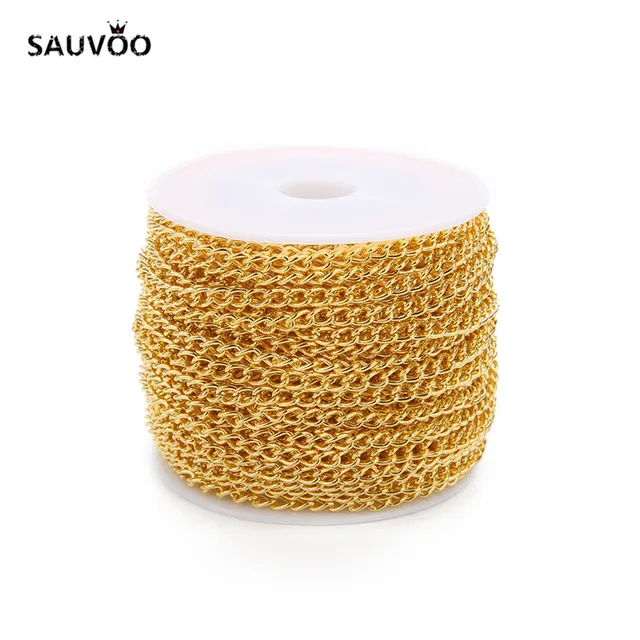 10 Yard/roll 3x4mm Black Gold Rose Gold Rolo Bulk Chain Fit DIY Women Men Chain Pendant Necklace Jewelry Making Finding Supplier gold