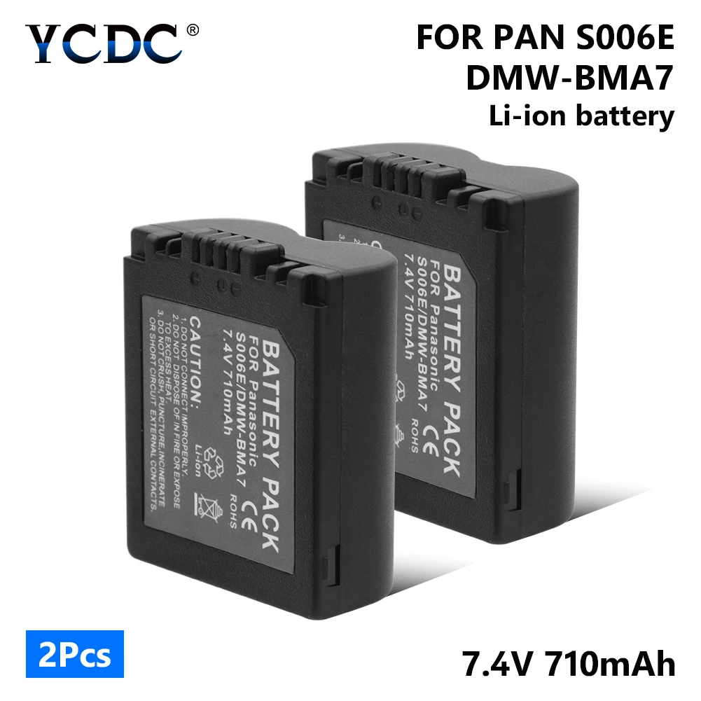 1/2 шт 7,4 V 710mAh литиево-ионная литий Батарея S006E CGR-S006E DMW-BMA7 для цифрового фотоаппарата Panasonic Lumix DMC-FZ7 DMC-FZ8 DMC-FZ18 DMC-FZ28 Камера - Цвет: 2 pieces batteries