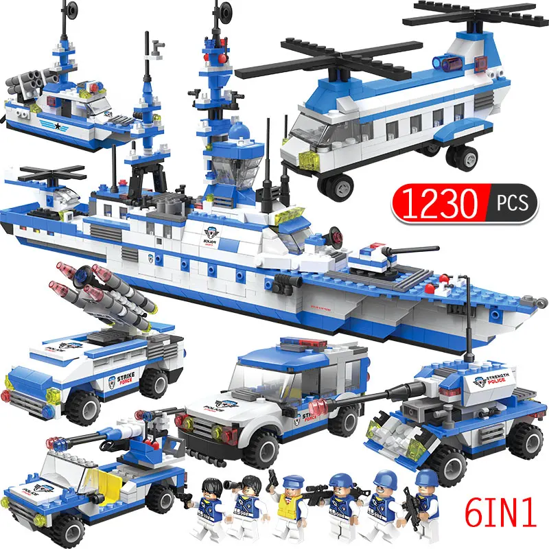

1230pcs Military Warship Transport aircraft Compatibie Legoings Building Blocks Toy Kit DIY Educational Children Birthday Gifts