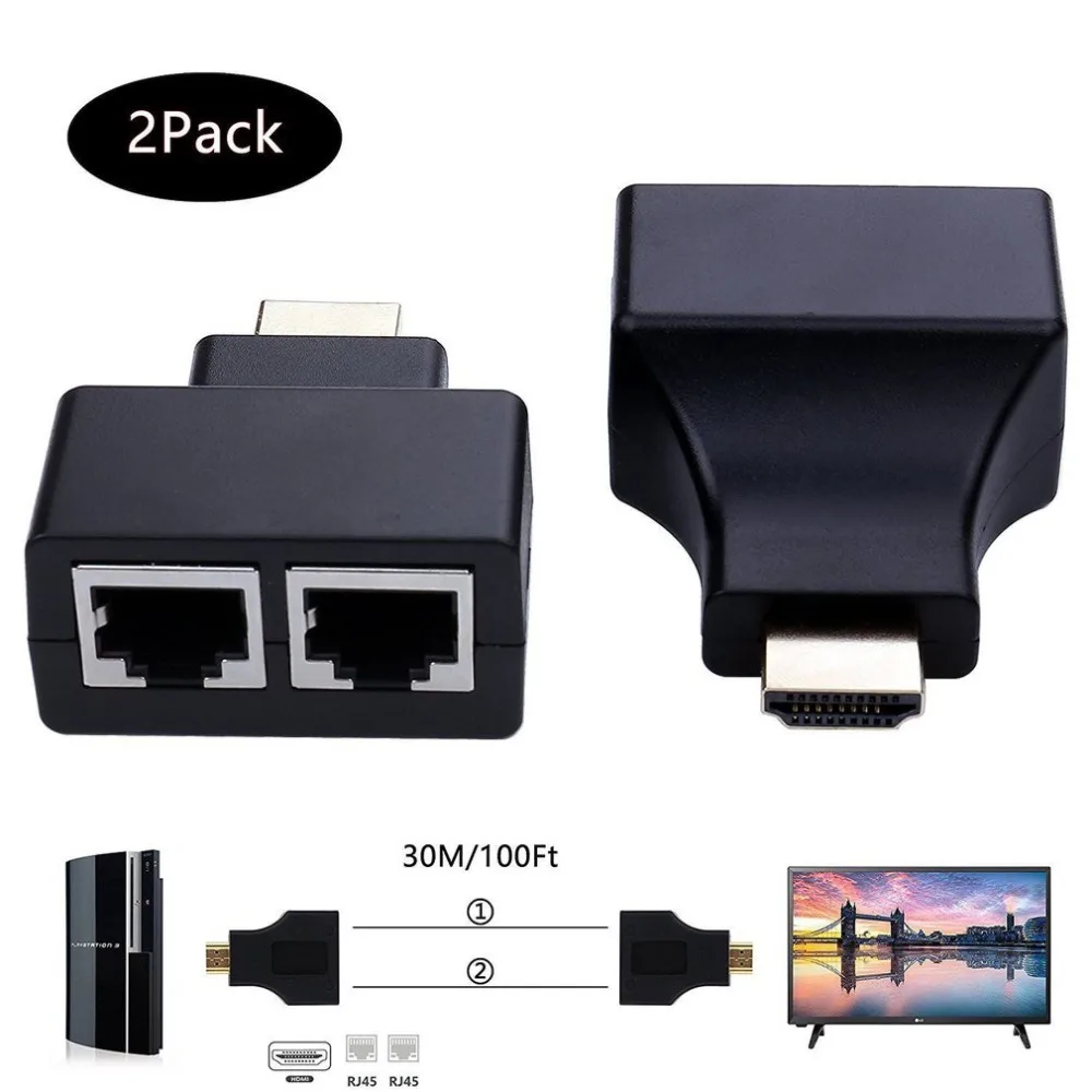 

HDMI Extender to Dual RJ45 Over Cat 5e/6 Network Ethernet 4K Adapter HD 1080P