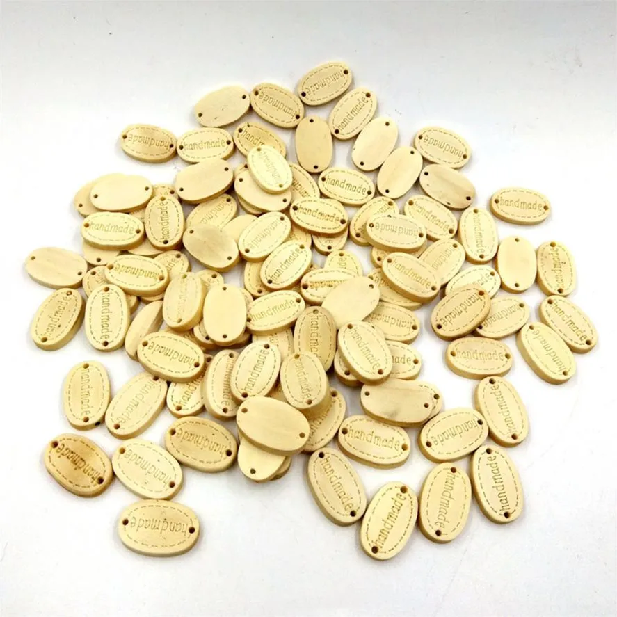 

HOT 100Pcs 2 Holes Sewing Wood Buttons Hand Made Word Scrapbooking Crafts handmade Wood Buttons Decorations 20*17mm