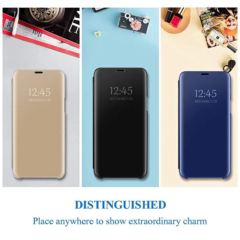 Smart Flip Case For Samsung Galaxy Z Fold 2 5G W21 W20 Mirror Plating PU Leather Kickstand Shockproof Phone Cover Funda kawaii samsung phone cases