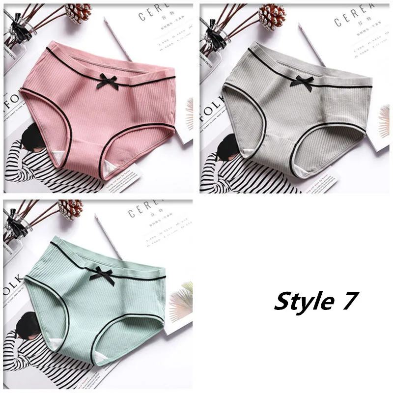 Style 7 3 шт./компл. Для женщин полосатые дышащие трусики-стринги с Мягкий хлопок эластичные шорты, кальсоны, нижнее бельё, летние String Нижнее белье из спандекса - Цвет: Style 7