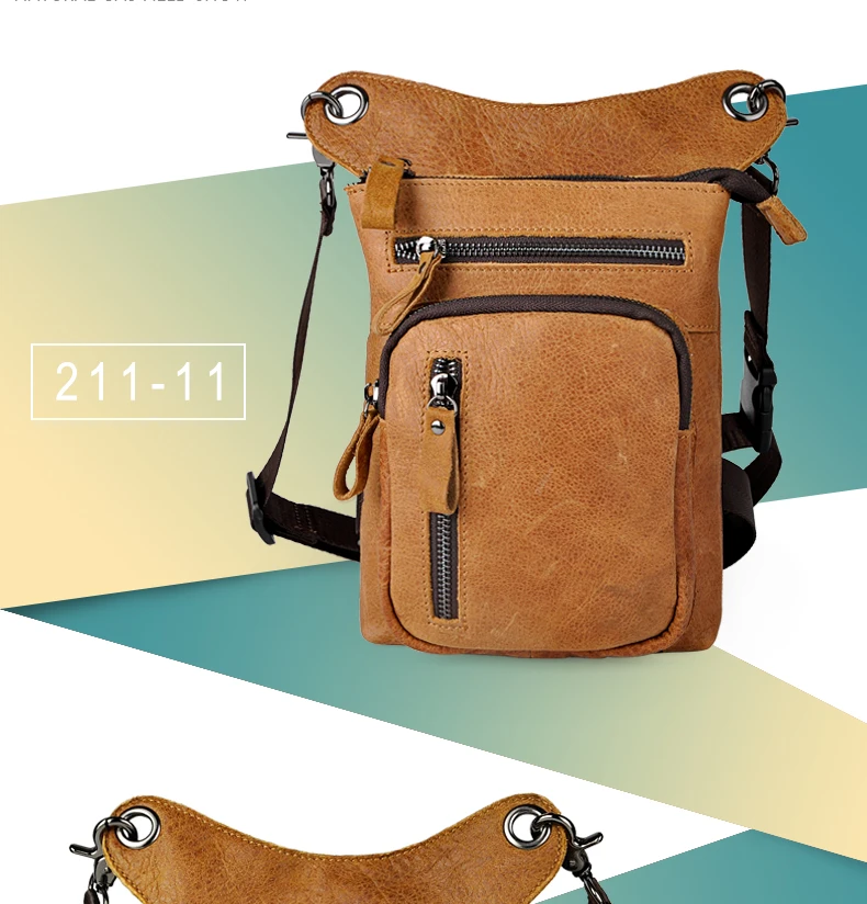 Мужская повседневная сумка Crazy Horse из натуральной кожи с маленьким ремнем, сумка через плечо, поясная сумка, сумка на ногу, 211-11