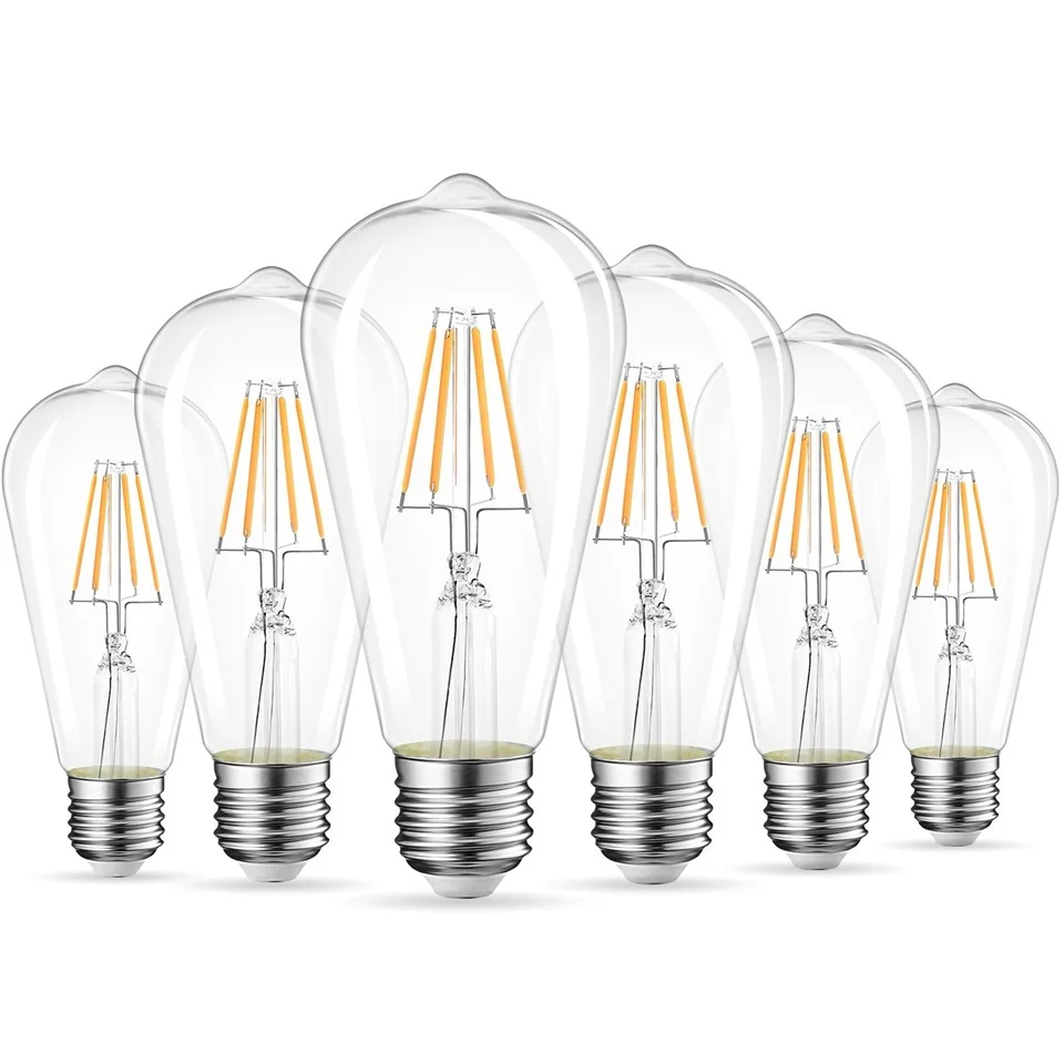 

6PCS 4W ST64 LED Edison E26/E27 Dimmable Bulbs 110V 220V Holiday Lights Filament Lamp Home Decor