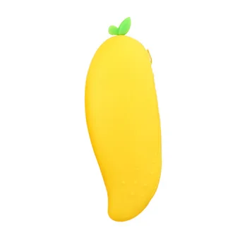 

1PCS Creative Simple Cute Mango Pencil Bag Student Pen Case Cartoon Pineapple Pencil Bag Zipper Silicone Pencil Bag Kids Gifts