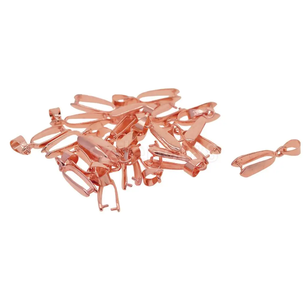 20pcs Gold / Rosegold Plated Pendants Clasps Clips Bails Connectors Brass Charm Pinch Bail Beads Jewelry Findings DIY