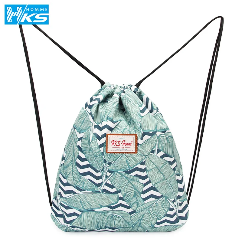 Модный двойной рюкзак с принтом на веревке Сумка отверстием для рта Студенческая