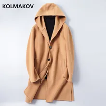 Новинка, двухстороннее шерстяное пальто, мужское кашемировое пальто, Осень-зима, повседневная шерстяная ткань, Мужская одежда, куртки с капюшоном размера плюс