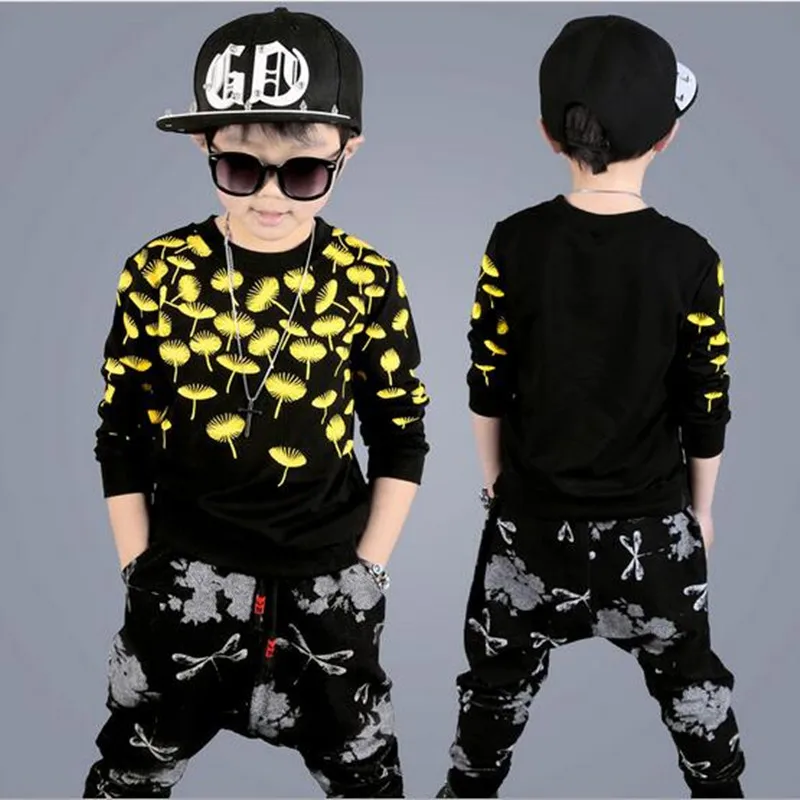 Gulugulumi 2017 Brand Boy Autumn Spring Sport Print Clothing Set Long