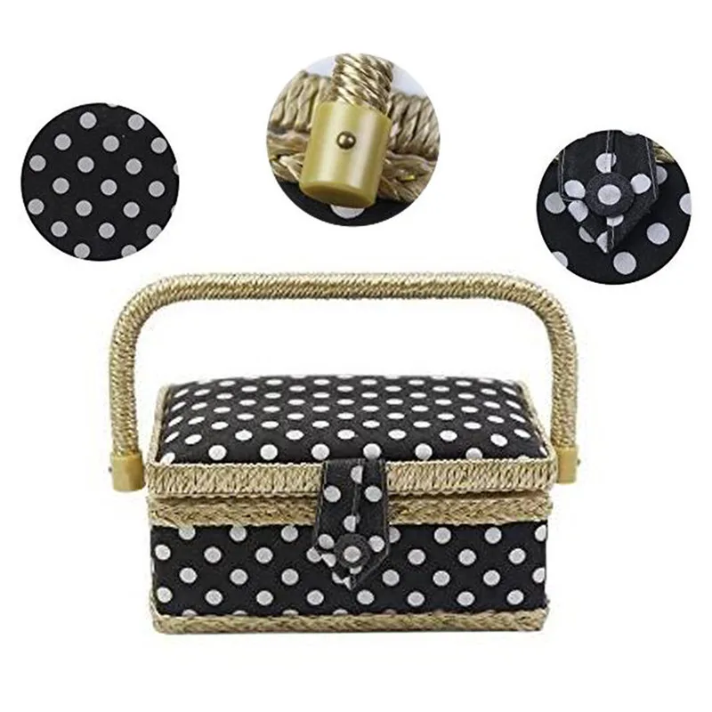 Handmade Cotton Fabric Storage Sewing Basket Sewing Thread Scissors Tools Accessory Craft Tools Storage Box For Women Wife Gift  (1)