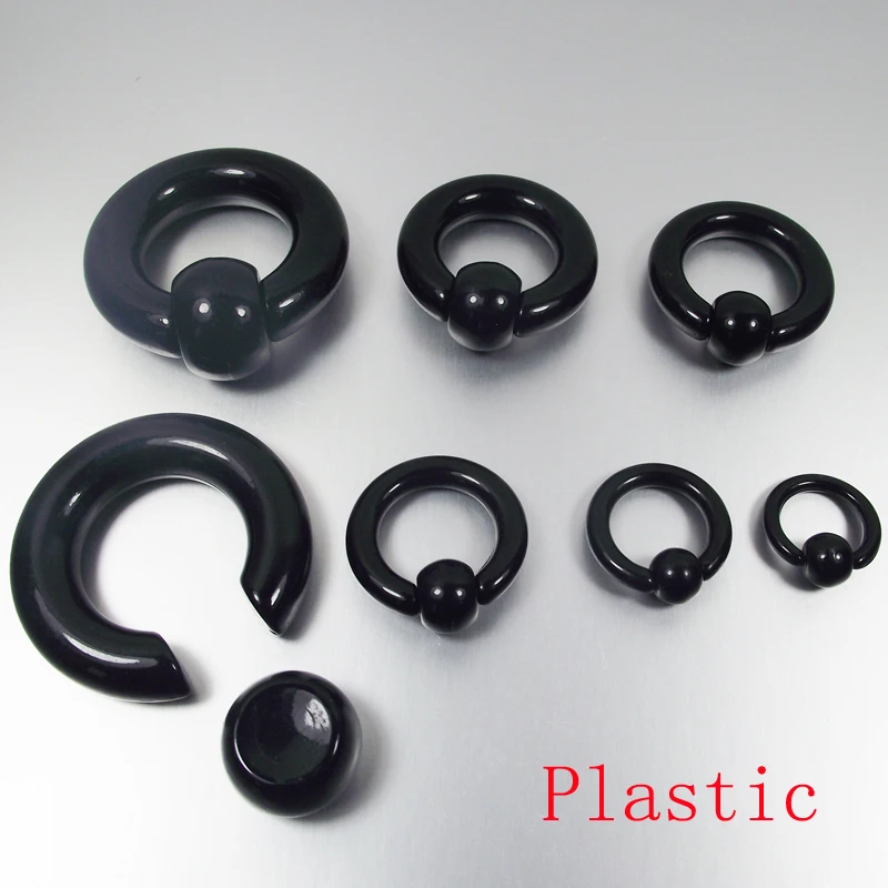 Big Size Black Plastic Acrylic Circular Barbells Closure Nose Ring Lip