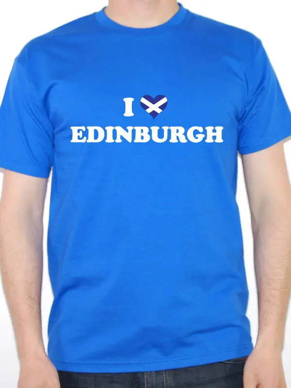 T Shirt Designer Short 100% Cotton I Love Edinburgh