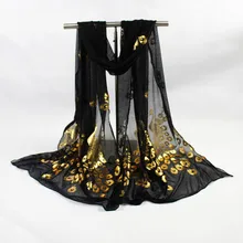 Mulher cachecol senhora multi-cor pavão flor cachecol longo envoltório macio xale roubou pashmina pareos playa mujer foulard femme y3(China)