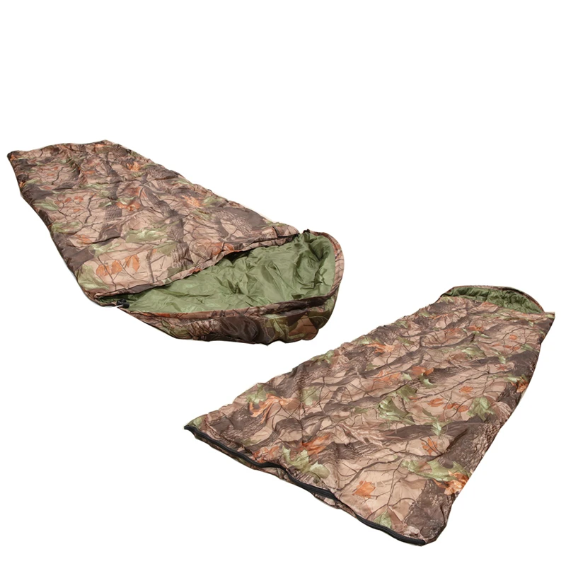 Leaf camo sleeping bag outdoor nature hiking envelope camping equipment easy carry sleeping tent soft mattress 1pc