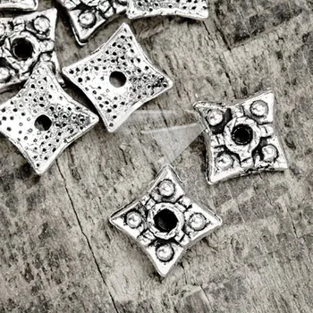 

200Pcs Antique Silver Tibetan Silver Tone 7.5x7.5x2.5mm Bead Caps Zinc Alloy Jewellry Making Findings Wholesale TS0082