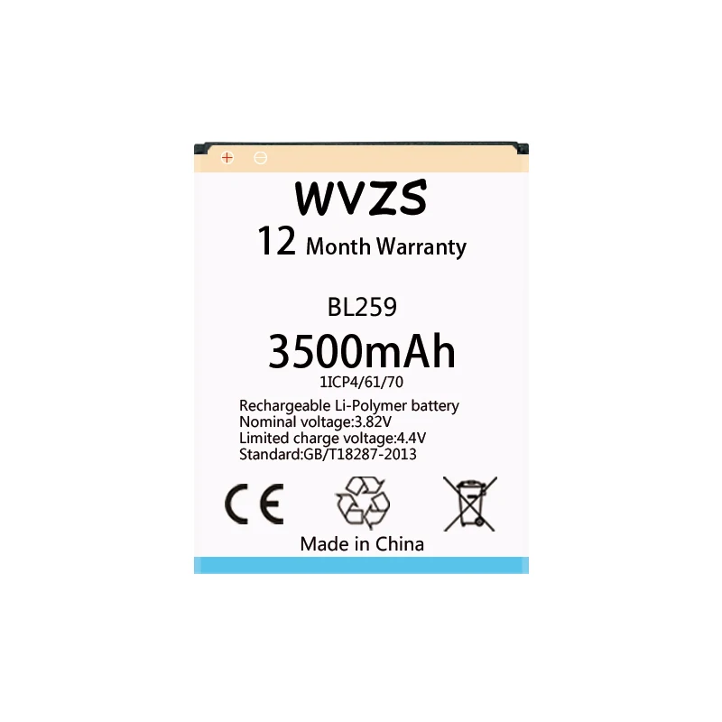 

wvzs 3500mAh li-Poplymer Battery BL259 For Lenovo Lemon 3 3S K32C30 K32c36 Vibe K5 / K5 Plus / A6020a40 A6020 a40 A 6020a40