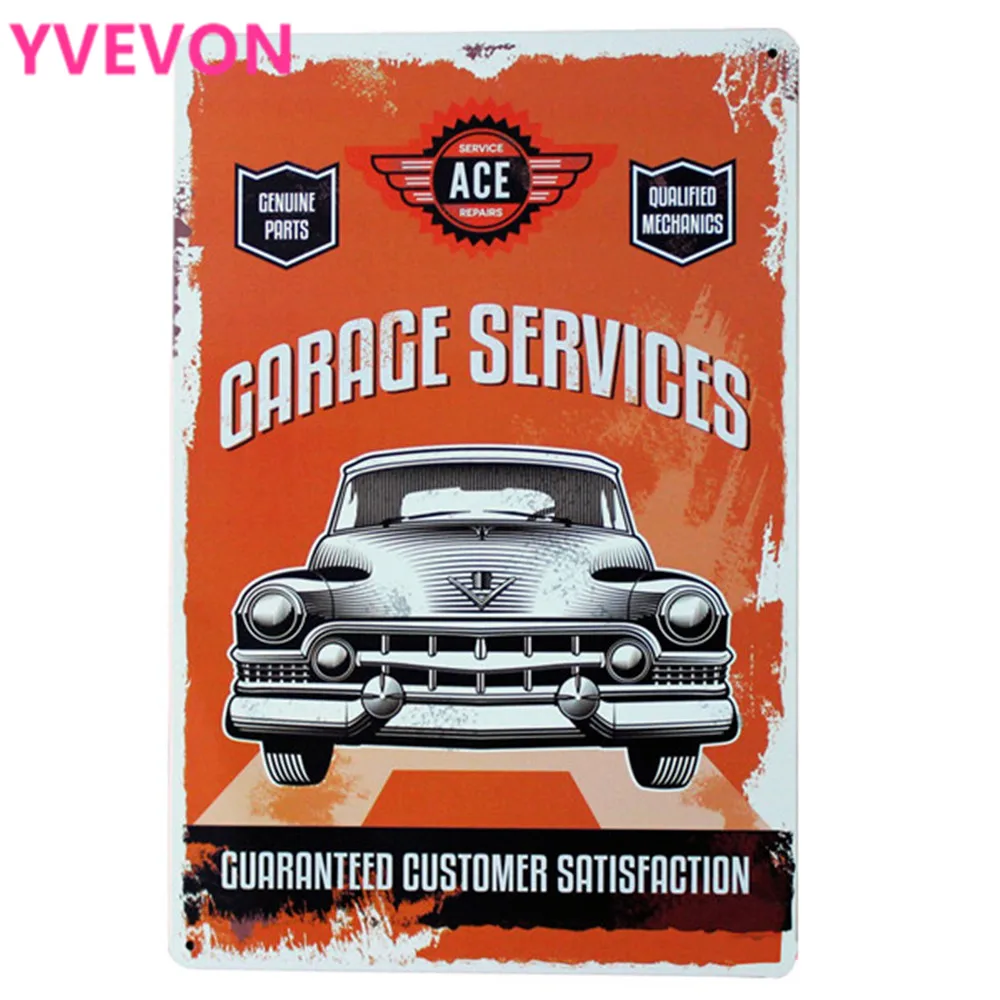 Garage Service Metal Tin Sign Vintage Plate Car Decor Photo