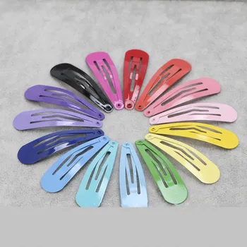 

20pcs 5cm Mixed Color Snap Hairclips Setting Colorful BB Hairpins Metal Barrettes Base for Baby Girls Head Accessories Making