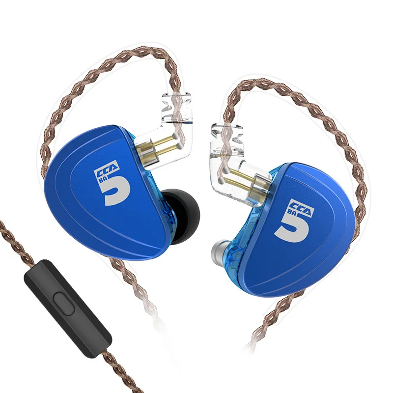 New CCA A10 Earphones 5BA Balanced Armature Drive Earphones In Ear Earbuds HIFI Bass Monitor For KB10 KB06 CCA C16 C10 ZS10PRO - Цвет: CCA A10 BlueWith Mic