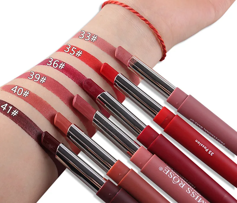 Sexy Nude Color Double-end Lip Makeup Lipstick Pencil Waterproof Lasting Tint Lip Stick Beauty Matte Liner Pen Lipstick 20 Color