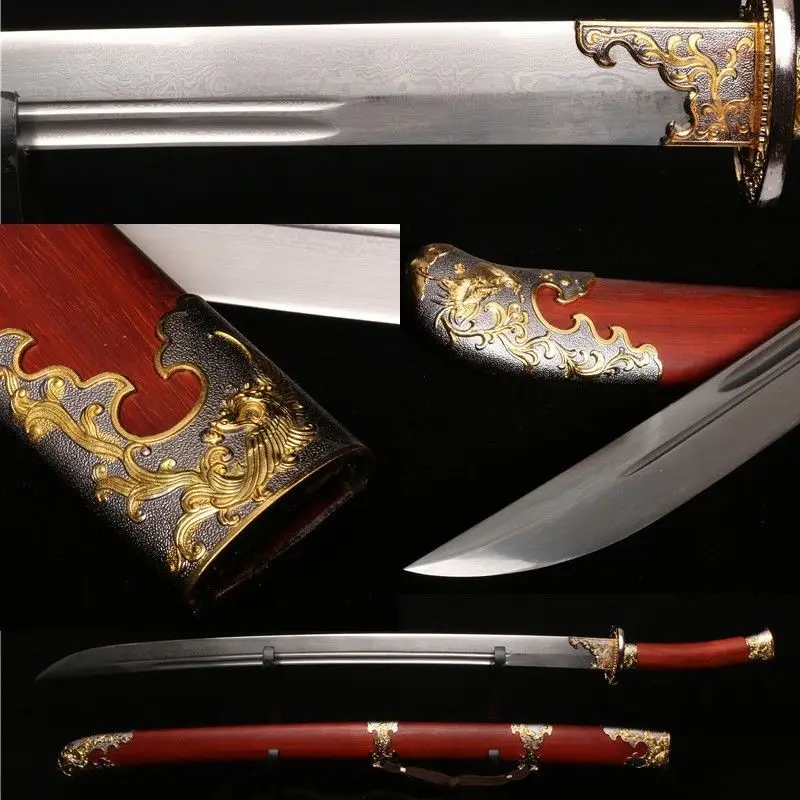 

37' ROSE WOOD FOLDED STEEL BLADE PHOENIX CHINESE QING SWORD DAO