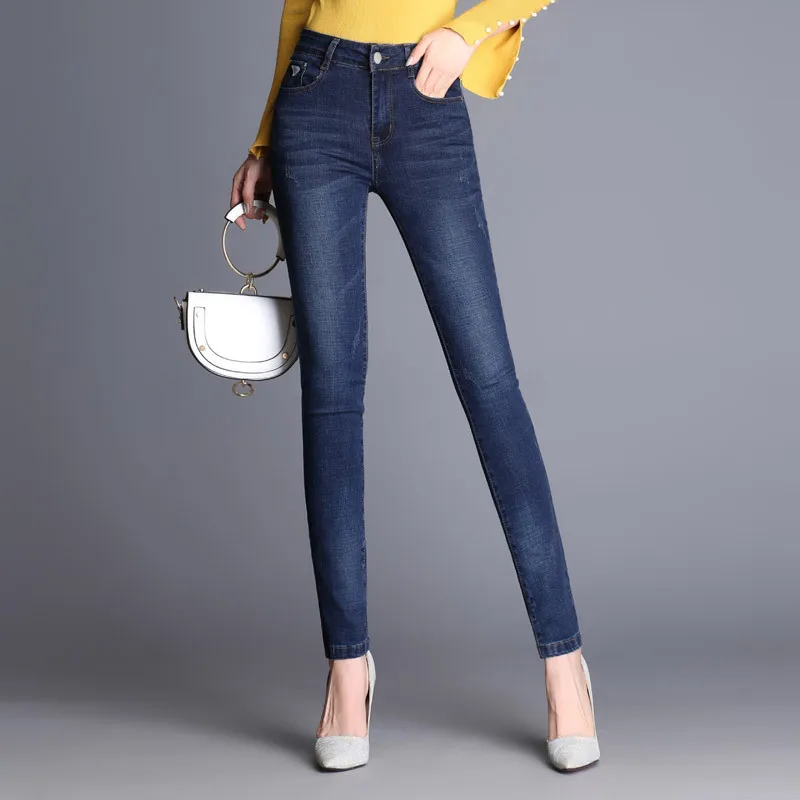 GEJIAN Woman Plus Size Stretch Jeans Female Washed Denim Skinny Pencil Pants Women Mom Jeans High Waist Jeans skinny jeans woman