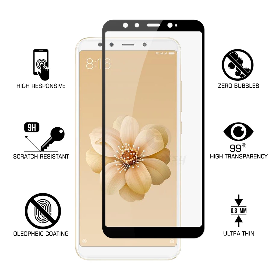 Celestassy Real 2.5D 9H полное покрытие закаленное стекло для Xiaomi Mi 6X A2 Защитная пленка