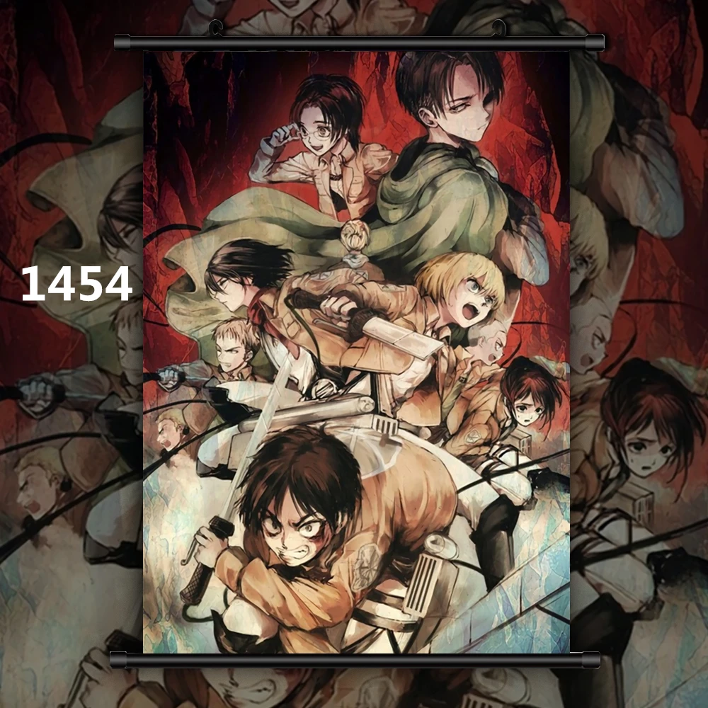 Атака на постер Titan стиль Эрен Леви Микаса Армин Аниме Манга настенный плакат прокрутки - Цвет: 1454