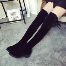 2015 neueste herbst winter Europa und Amerika runde kappe mit niedrigen absätzen frauen stiefel schaftstiefel stretch ultradünne weibliche stiefel DT625