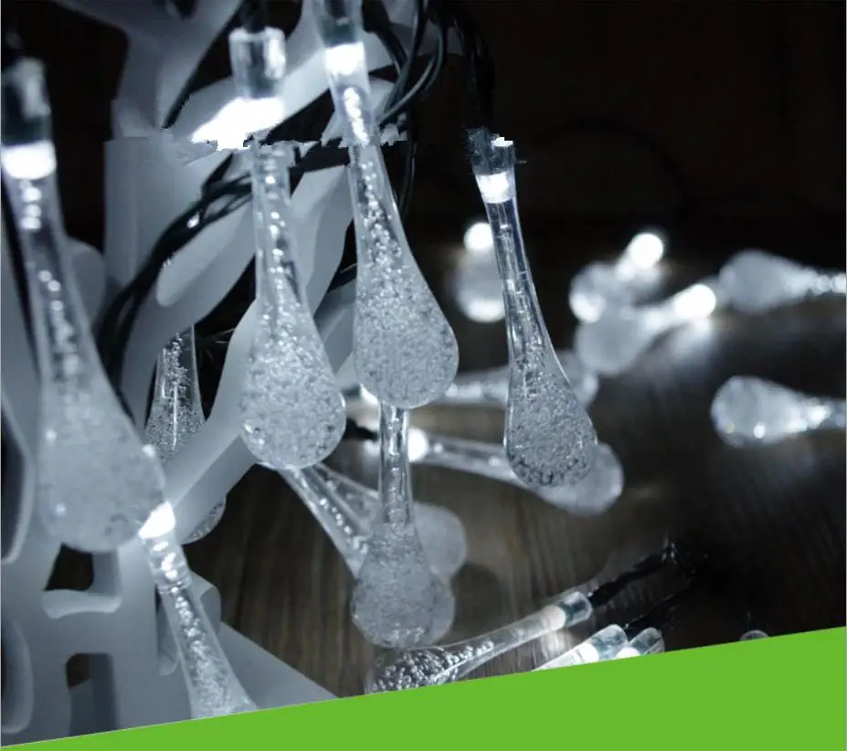 20LED icicle lights solar powered raindrop string fairy ...