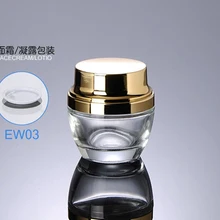 300 шт/партия новейшая 50 г 50 мл высокого класса стеклянная банка для крема Прозрачная с золотым цветом для косметической упаковки EW03